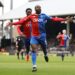 LONDON, ENGLAND - APRIL 27: Jeffrey Schlupp of Crystal Palace celebrates scoring his team's first goal during the Premier League match between Fulham FC and Crystal Palace at Craven Cottage on April 27, 2024 in London, England. (Photo by Ryan Pierse/Getty Images)