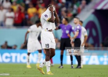 DOHA, QATAR - NOVEMBER 24: Inaki Williams of Ghana reacts after the 2-3 loss  during the FIFA World Cup Qatar 2022 Group H match between Portugal and Ghana at Stadium 974 on November 24, 2022 in Doha, Qatar. (Photo by Julian Finney/Getty Images)