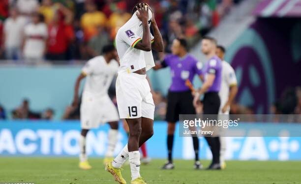 DOHA, QATAR - NOVEMBER 24: Inaki Williams of Ghana reacts after the 2-3 loss  during the FIFA World Cup Qatar 2022 Group H match between Portugal and Ghana at Stadium 974 on November 24, 2022 in Doha, Qatar. (Photo by Julian Finney/Getty Images)