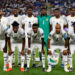 (TOP L-R) Ghana's forward #09 Jordan Ayew, Ghana's forward #19 Inaki Williams, Ghana's defender #18 Daniel Amartey, Ghana's goalkeeper #01 Lawrence Ati Zigi, Ghana's defender #17 Abdul Rahman Baba, Ghana's defender #04 Mohammed Salisu (BOTTOM L-R) Ghana's midfielder #05 Thomas Partey, Ghana's midfielder #20 Mohammed Kudus, Ghana's midfielder #21 Salis Abdul Samed, Ghana's midfielder #10 Andre Ayew and Ghana's defender #26 Alidu Seidu pose ahead of the Qatar 2022 World Cup Group H football match between Ghana and Uruguay at the Al-Janoub Stadium in Al-Wakrah, south of Doha on December 2, 2022. (Photo by Khaled DESOUKI / AFP) (Photo by KHALED DESOUKI/AFP via Getty Images)