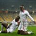 LVIV, UKRAINE - MARCH 3, 2024 - Forward Prince Kwabena Adu (R) of FC Kryvbas Kryvyi Rih reacts to scoring during the 2023/2024 Ukrainian Premier League Matchday 19 game against FC Shakhtar Donetsk at the Arena Lviv.  (Photo credit should read Anastasiia Smolienko / Ukrinform/Future Publishing via Getty Images)