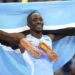 Botswana’s Letsile Tebogo celebrates after winning the men’s 200-meter final at the Paris 2024 Olympics in Saint-Denis on Thursday. | Photo Credit: AP