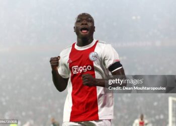 AMSTERDAM, NETHERLANDS - MAY 11: Brian Brobbey of Ajax celebrates after scoring their side's fourth goal during the Dutch Eredivisie match between Ajax and sc Heerenveen at Johan Cruijff Arena on May 11, 2022 in Amsterdam, Netherlands. (Photo by Dean Mouhtaropoulos/Getty Images)