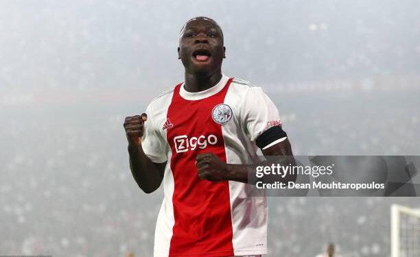 AMSTERDAM, NETHERLANDS - MAY 11: Brian Brobbey of Ajax celebrates after scoring their side's fourth goal during the Dutch Eredivisie match between Ajax and sc Heerenveen at Johan Cruijff Arena on May 11, 2022 in Amsterdam, Netherlands. (Photo by Dean Mouhtaropoulos/Getty Images)