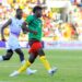 Carlos Baleba of Cameroon challenged by Deon Hotto of Namibia during the 2025 Africa Cup of Nations Qualifiers match between Cameroon and Namibia at Roumdé Adjia Stadium in Garoua, Cameroon 7 September 2024 ©Achille Ndomo Tsanga/BackpagePix