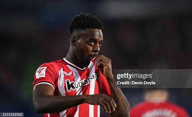 GETAFE, SPAIN - MAY 03: Inaki Williams of Athletic Club  celebrates scoring his team's opening goal during the LaLiga EA Sports match between Getafe CF and Athletic Bilbao at Coliseum Alfonso Perez on May 03, 2024 in Getafe, Spain. (Photo by Denis Doyle/Getty Images) (Photo by Denis Doyle/Getty Images)