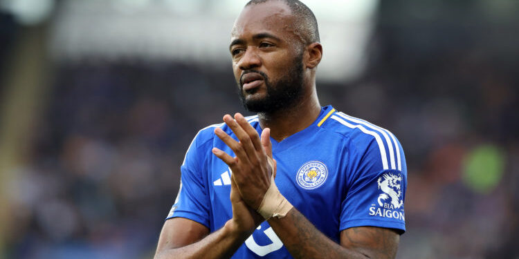 LEICESTER, ENGLAND - AUGUST 31:  Leicester City's Jordan Ayew during the Premier League match between Leicester City FC and Aston Villa FC at The King Power Stadium on August 31, 2024 in Leicester, England. (Photo by Stephen White - CameraSport via Getty Images)