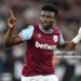 LONDON, ENGLAND - AUGUST 28: Mohammed Kudus of West Ham United celebrates after the first goal scored by Jarrod Bowen (not in the picture) during the Carabao Cup Second Round match between West Ham United and AFC Bournemouth at London Stadium on August 28, 2024 in London, England. (Photo by Sebastian Frej/MB Media/Getty Images)
