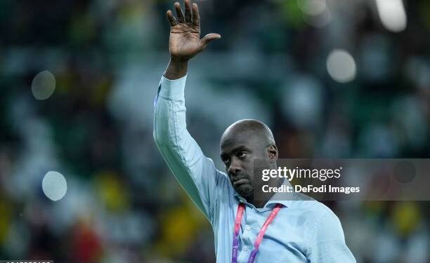 AL RAYYAN, QATAR - NOVEMBER 28: head coach Otto Addo of Ghana gestures after the FIFA World Cup Qatar 2022 Group H match between Korea Republic and Ghana at Education City Stadium on November 28, 2022 in Al Rayyan, Qatar. (Photo by Mohammad Karamali/DeFodi Images via Getty Images)