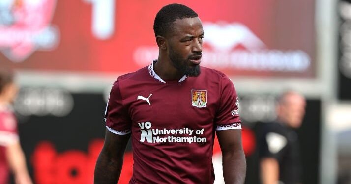 NORTHAMPTON, ENGLAND - AUGUST 17: Tariqe Fosu of Northampton Town in action during the Sky Bet League One match between Northampton Town  and Exeter City  at Sixfields on August 17, 2024 in Northampton, England. (Photo by Pete Norton/Getty Images)