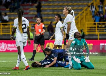 BOGOTA, COLOMBIA - SEPTEMBER 05: Miku Hayama of Japan (C) celebrating her goal with her teammates during a Group E match between Japan and Ghana as part of FIFA U-20 Women's World Cup Colombia 2024 at Estadio Metropolitano de Techo on September 5, 2024 in Bogota, Colombia. (Photo by Martín Fonseca/Eurasia Sport Images/Getty Images)