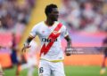 BARCELONA, SPAIN - MAY 19: Abdul Mumin of Rayo Vallecano looks on during the LaLiga EA Sports match between FC Barcelona and Rayo Vallecano at Estadi Olimpic Lluis Companys on May 19, 2024 in Barcelona, Spain. (Photo by Eric Alonso/Getty Images)