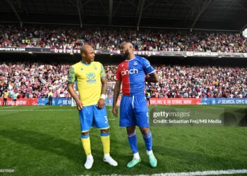 LONDON, ENGLAND - MAY 28: Brothers Andrew Ayew of Nottingham Forest and Jordan Ayew of Crystal Palace during the Premier League match between Crystal Palace and Nottingham Forest at Selhurst Park on May 28, 2023 in London, United Kingdom. (Photo by Sebastian Frej/MB Media/Getty Images)