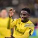 IF Elfsborg's Ghanaian midfielder #10 Michael Baidoo celebrates after scoring the 1-0 goal during the UEFA Europa League football match between IF Elfsborg and AS Roma in Boras, Sweden on October 3, 2024. (Photo by Bjorn LARSSON ROSVALL / TT NEWS AGENCY / AFP) / Sweden OUT (Photo by BJORN LARSSON ROSVALL/TT NEWS AGENCY/AFP via Getty Images)
