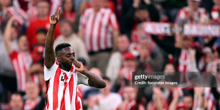 ENSCHEDE, NETHERLANDS - OCTOBER 3: Inaki Williams of Athletic de Bilbao celebrates 1-0 during the UEFA Europa League   match between Fc Twente v Fenerbahce at the De Grolsch Veste on October 3, 2024 in Enschede Netherlands (Photo by Stan Oosterhof/Soccrates/Getty Images)