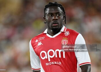 MONACO, MONACO - AUGUST 17: Mohammed Salisu Abdul Karim of AS Monaco in action during the Ligue 1 match between AS Monaco and AS Saint-Etienne at Stade Louis II on August 17, 2024 in Monaco, Monaco. (Photo by Neal Simpson/Allstar/Getty Images)