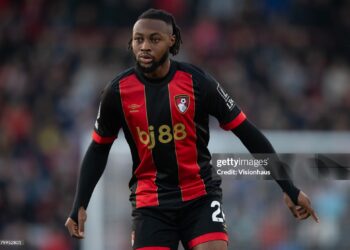 BOURNEMOUTH, ENGLAND - OCTOBER 19: Antoine Semenyo of AFC Bournemouth during the Premier League match between AFC Bournemouth and Arsenal FC at Vitality Stadium on October 19, 2024 in Bournemouth, England. (Photo by Visionhaus/Getty Images)