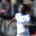 Auxerre's Ghanaian defender Gideon Mensah runs with the ball during the French L1 football match between FC Lorient and AJ Auxerre at Stade du Moustoir in Lorient, western France on February 26, 2023. (Photo by FRED TANNEAU / AFP) (Photo by FRED TANNEAU/AFP via Getty Images)