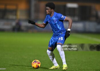 Ato Ampah (55 Chelsea) plays during the EFL Trophy match between Cambridge United and Chelsea Under 21s at the Cledara Abbey Stadium in Cambridge, on November 5, 2024. (Photo by MI News/NurPhoto via Getty Images)