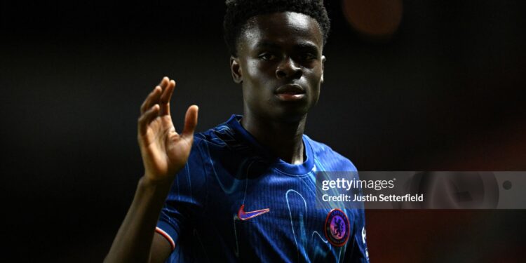 LONDON, ENGLAND - OCTOBER 29: Tyrique George of Chelsea during the Bristol Street Motors Trophy match between Charlton Athletic and Chelsea U21 at The Valley on October 29, 2024 in London, England. (Photo by Justin Setterfield/Getty Images)