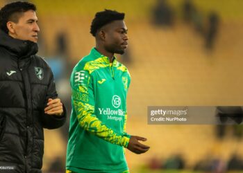 Forson Amankwah of Norwich City reacts after the Sky Bet Championship match between Norwich City and Millwall at Carrow Road in Norwich, England, on December 26, 2024. (Photo by MI News/NurPhoto via Getty Images)