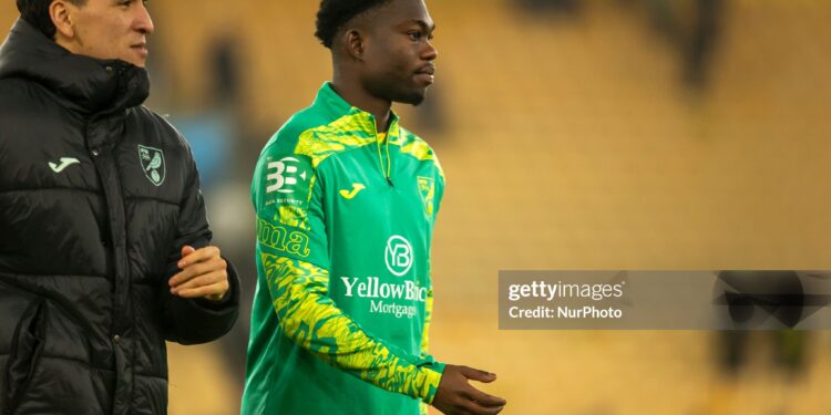Forson Amankwah of Norwich City reacts after the Sky Bet Championship match between Norwich City and Millwall at Carrow Road in Norwich, England, on December 26, 2024. (Photo by MI News/NurPhoto via Getty Images)