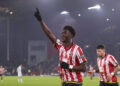 SHEFFIELD, ENGLAND - FEBRUARY 12: Jesurun Rak-Sakyi of Sheffield United FC celebrates after scoring the team's first goal during the Sky Bet Championship match between Sheffield United FC and Middlesbrough FC at  on February 12, 2025 in Sheffield, England. (Photo by Molly Darlington/Getty Images)