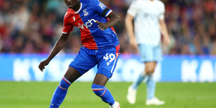 LONDON, ENGLAND - OCTOBER 07: Jesurun Rak-Sakyi of Crystal palace in action during the Premier League match between Crystal Palace and Nottingham Forest at Selhurst Park on October 07, 2023 in London, England. (Photo by Bryn Lennon/Getty Images)