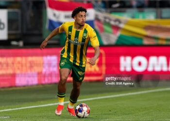 DEN HAAG, NETHERLANDS - MAY 10: Tyrese Asante of ADO Den Haag in action during the Dutch Keuken Kampioen Divisie match between ADO Den Haag and Jong PSV at Bingoal Stadion on May 10, 2024 in Den Haag, Netherlands. (Photo by Hans van der Valk/BSR Agency/Getty Images)