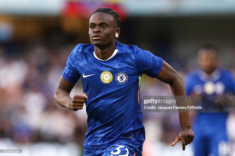 LONDON, ENGLAND - AUGUST 8: Tyrique George of Chelsea during the pre-season friendly match between Chelsea and Bayer Leverkusen at Stamford Bridge on August 8, 2025 in London, England. (Photo by Jacques Feeney/Offside/Offside via Getty Images)