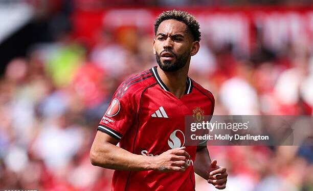MANCHESTER, ENGLAND - AUGUST 09: Matheus Cunha of Manchester United looks on during the pre-season friendly match between Manchester United and ACF Fiorentina at Old Trafford on August 09, 2025 in Manchester, England. (Photo by Molly Darlington/Getty Images)
