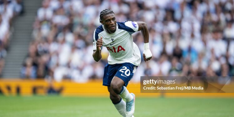 LONDON, ENGLAND - AUGUST 16: Mohammed Kudus of Tottenham Hotspur during the Premier League match between Tottenham Hotspur and Burnley at Tottenham Hotspur Stadium on August 16, 2025 in London, England. (Photo by Sebastian Frej/MB Media/Getty Images)