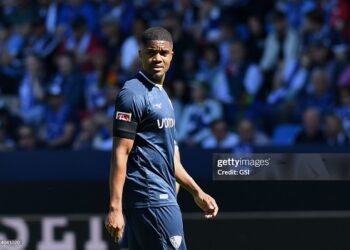 Myron Boadu of VfL Bochum looks on during the Bundesliga match between VfL Bochum 1848 and 1. FSV Mainz 05 at Vonovia Ruhrstadion on May 10, 2025 in Bochum, Germany. (Photo by GSI/Icon Sport via Getty Images)