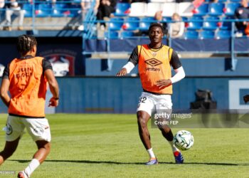 32 Nathaniel ADJEI (fcl) during the Ligue 2 BKT match between Caen and Lorient at Stade Michel-d'Ornano on October 5, 2024 in Caen, France. (Photo by Loic Baratoux/FEP/Icon Sport via Getty Images)