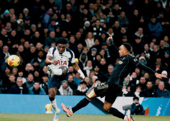 Mohammed Kudus of Tottenham Hotspur scores a goal for their side to make it 2-1
