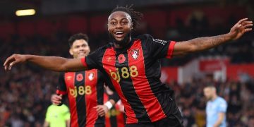 Antoine Semenyo celebrates his goal for Bournemouth