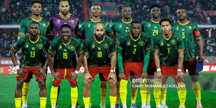 Cameroon team photo before the match between Cameroon vs Gabon in the African Cup of Nations 2025 - Group F at Grand Stade D'Agadir , Agadir, Morocco (Photo by Mohamed Tageldin / Middle East Images / AFP via Getty Images)