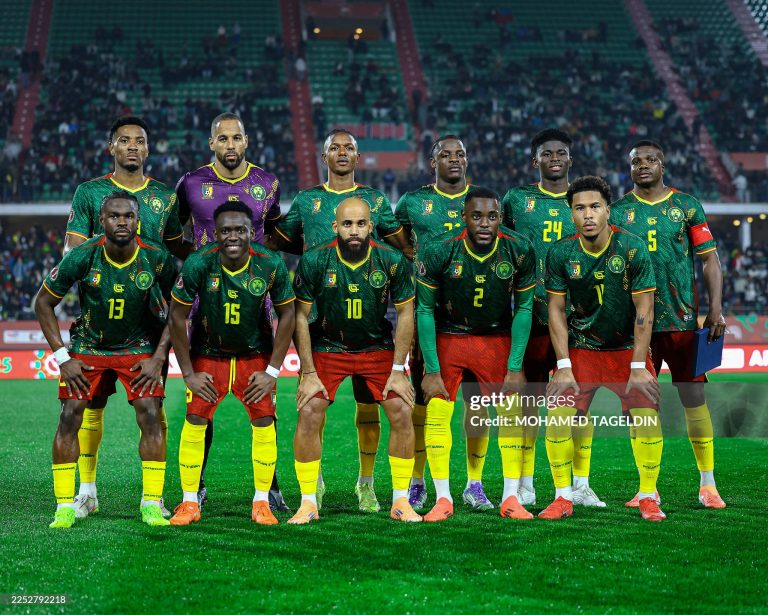 Cameroon team photo before the match between Cameroon vs Gabon in the African Cup of Nations 2025 - Group F at Grand Stade D'Agadir , Agadir, Morocco (Photo by Mohamed Tageldin / Middle East Images / AFP via Getty Images)