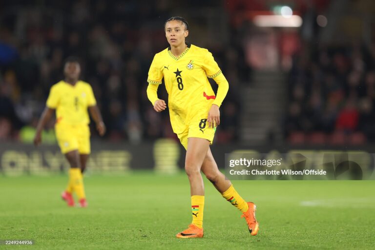 SOUTHAMPTON, ENGLAND - DECEMBER 2: Chantelle Boye-Hlorkah of Ghana during the Women's international friendly between England and Ghana at St Mary's Stadium on December 2, 2025 in Southampton, England. (Photo by Charlotte Wilson/Offside/Offside via Getty Images)