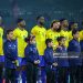 Gabon national team players during the national anthem before the match between Cameroon vs Gabon in the African Cup of Nations 2025 - Group F at Grand Stade D'Agadir , Agadir, Morocco (Photo by Mohamed Tageldin / Middle East Images / AFP via Getty Images)