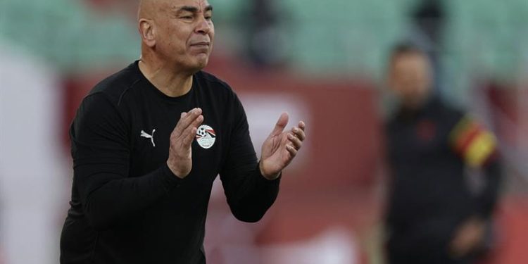 Egypt's head coach Hossam Hassan gestures during the Africa Cup of Nations (CAN) Group B football match between Angola and Egypt at Adrar Stadium in Agadir on December 29, 2025. AFP