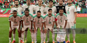 RABAT, MOROCCO - DECEMBER 24: Algeria players pose for a team photograph prior to the Africa Cup Of Nations Group E match between Algeria and Sudan at Prince Heritier El Hassam Stadium on December 24, 2025 in Rabat, Morocco. (Photo by Visionhaus/Getty Images)
