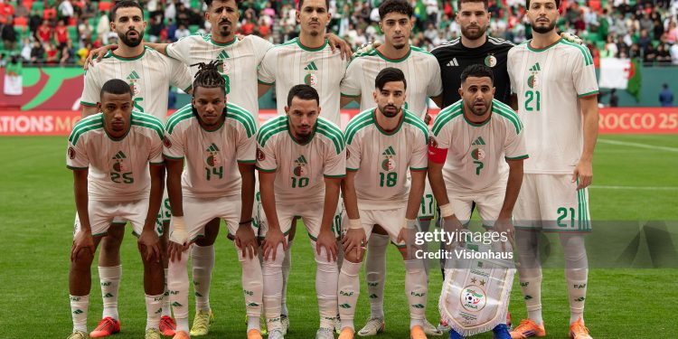 RABAT, MOROCCO - DECEMBER 24:  Algeria players pose for a team photograph prior to the Africa Cup Of Nations Group E match between Algeria and Sudan at  Prince Heritier El Hassam Stadium on December 24, 2025 in Rabat, Morocco. (Photo by Visionhaus/Getty Images)