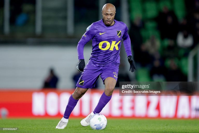 GRONINGEN, NETHERLANDS - JANUARY 10: Andre Ayew of NAC Breda  during the Dutch Eredivisie  match between FC Groningen v NAC Breda at the Hitachi Capital Mobility Stadion on January 10, 2026 in Groningen Netherlands (Photo by Rico Brouwer/Soccrates/Getty Images)