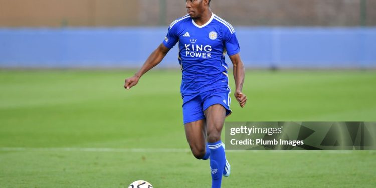 LEICESTER, ENGLAND - OCTOBER 28: Bobby Amartey of Leicester City during the Leicester City U18 v Southampton U18 match at Leicester City Training Ground, Seagrave on October 28, 2023 in Leicester, United Kingdom. (Photo by Plumb Images/Leicester City FC via Getty Images)