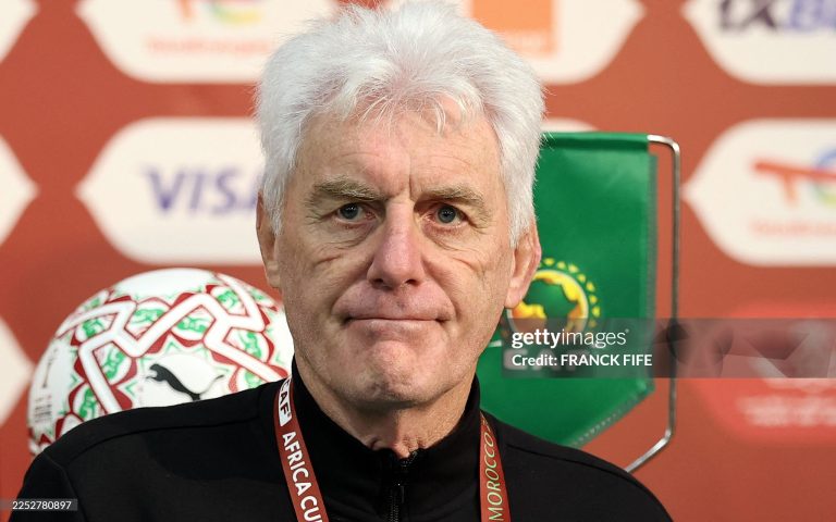South Africa's Belgian head coach Hugo Broos arrives for a press conference at the Agadir Grand Stadium on December 25, 2025, on the eve of the 2025 Africa Cup of Nations (CAN) football match between Egypt and South Africa. (Photo by FRANCK FIFE / AFP via Getty Images)