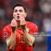 TOPSHOT - Morocco's forward #10 Brahim Diaz celebrates scoring his team's first goal during the Africa Cup of Nations (CAN) round of 16 football match between Morocco and Tanzania at Prince Moulay Abdallah Stadium in Rabat on January 4, 2026. (Photo by SEBASTIEN BOZON / AFP via Getty Images)