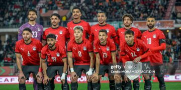 The Team photo of the Egyptian national team before the match between Egypt vs Ivory Coast in the African Cup of Nations 2025 - Quarter Finals Round at Grand Stade D'Agadir, Agadir, Morocco (Photo by Mohamed Tageldin / Middle East Images / AFP via Getty Images)