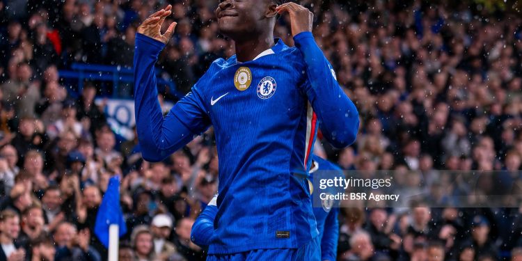LONDON, UNITED KINGDOM - OCTOBER 22: Tyrique George of Chelsea FC celebrates after scoring the team's fifth goal during the UEFA Champions League 2025/26 League Phase MD3 match between Chelsea FC and AFC Ajax at Stamford Bridge on October 22, 2025 in London, England. (Photo by Joris Verwijst/BSR Agency/Getty Images)