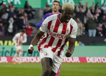 Fussball, 1.BL saison 2025/2026 1.FC Köln vs 1. FSV Mainz 05 , 17.01.2026, Rheinenergiestadion Köln, ragnar ache FC Köln, jubelt Aktion Einzelbild, Aktion Einzelbild copyright Gladys Chai von der Laage DFL regulations prohibit any use of photographs as image sequences and/or quasi-video. *** Fußball, 1 BL saison 2025 2026 1 FC Köln vs 1 FSV Mainz 05 , 17 01 2026, Rheinenergiestadion Köln, ragnar ache FC Köln, jubelt Aktion Einzelbild, Aktion Einzelbild copyright Gladys Chai von der Laage DFL regulations prohibit any use of photographs as image sequences and or quasi video